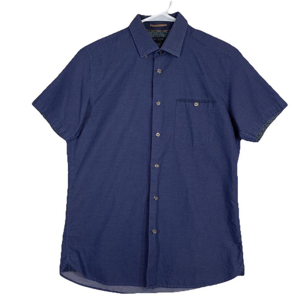 Ted Baker London Button Down Shirt Men's 3 Short Sleeve Front Pocket Fresh Look